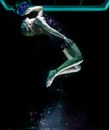 Woman Holding Analog Clock While Swimming Under Body of Water