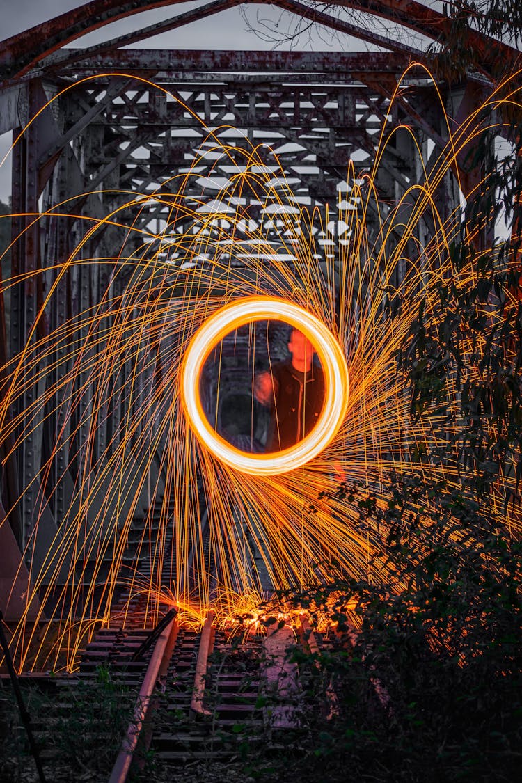 A Light Painting On A Bridge