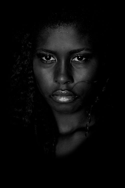 Free Grayscale Photography of Woman's Face Stock Photo