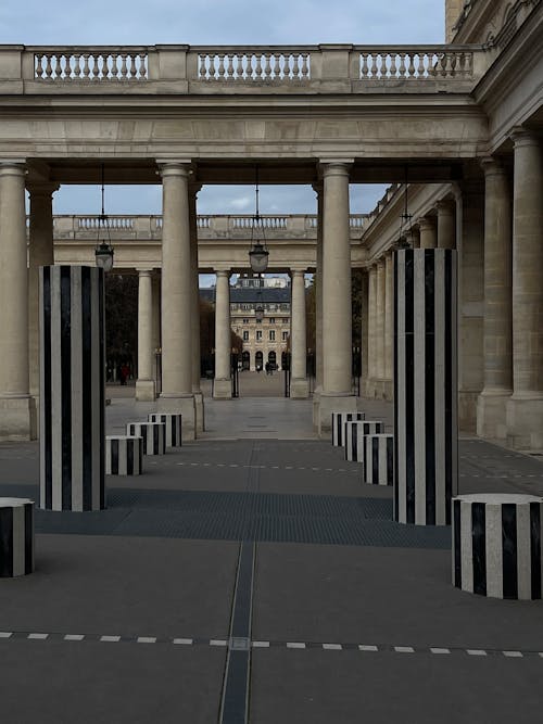 Yard with Stone Columns in Old Historic Building