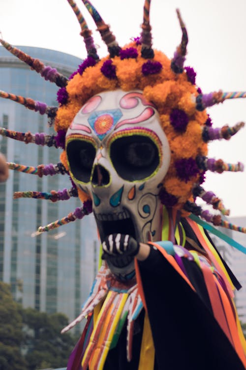 A Person in a Giant Skull Costume