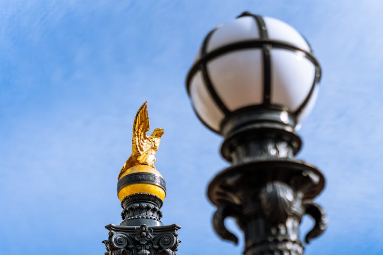 Golden Eagle Figure Near Lamp