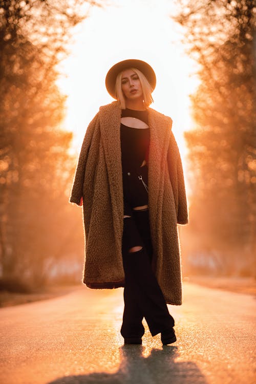 Woman Wearing Coat on Autumn Day