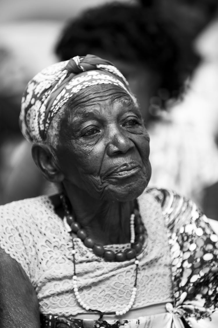 Black And White Portrait Of Elderly Woman