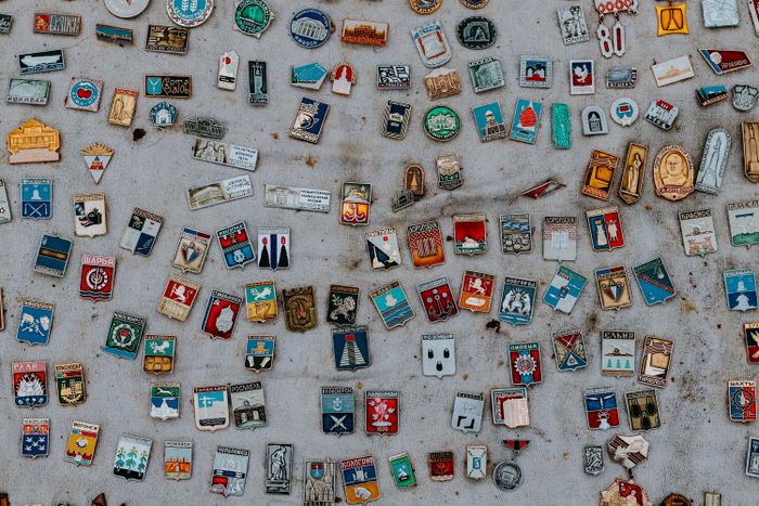 Enamel and metal lapel pins collection