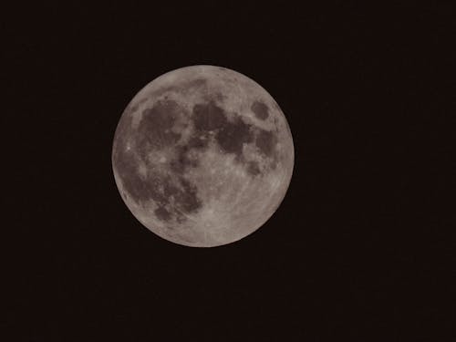 Full Moon in Dark Night Sky