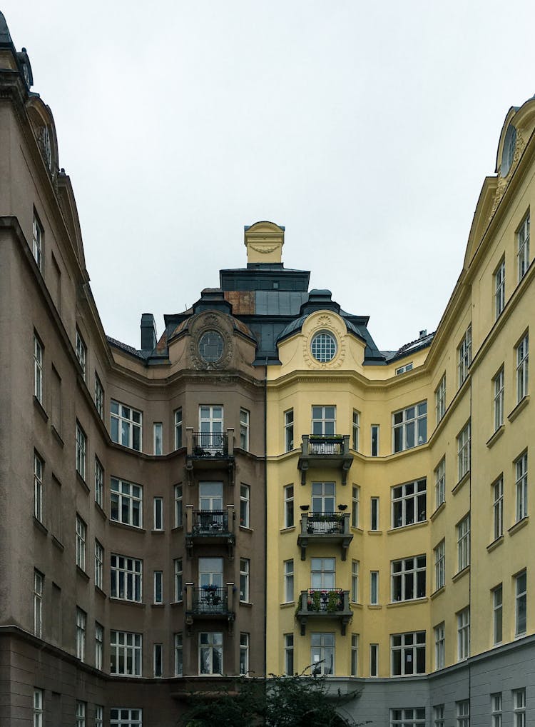 Facade Of A Symmetrical Concrete Building