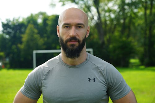 A Bearded Man in Gray Shirt