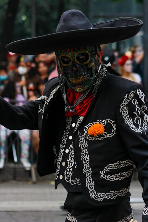 Free Man in a Costume Performing during the Celebrations on the Day of the Dead in Mexico  Stock Photo