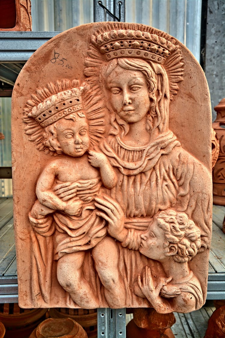 Relief Of Mary Virgin And Baby Jesus