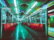 Empty Subway Car in Buenos Aires at Night