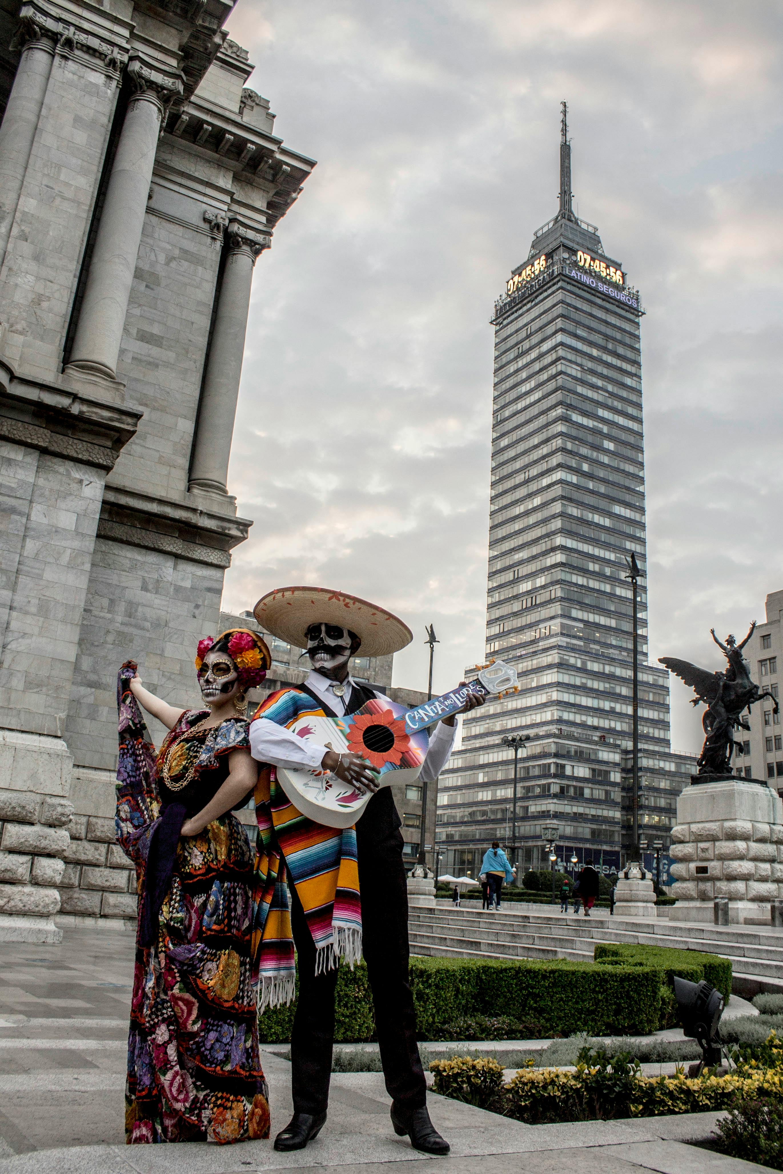 colorful day of the dead celebration in mexico city