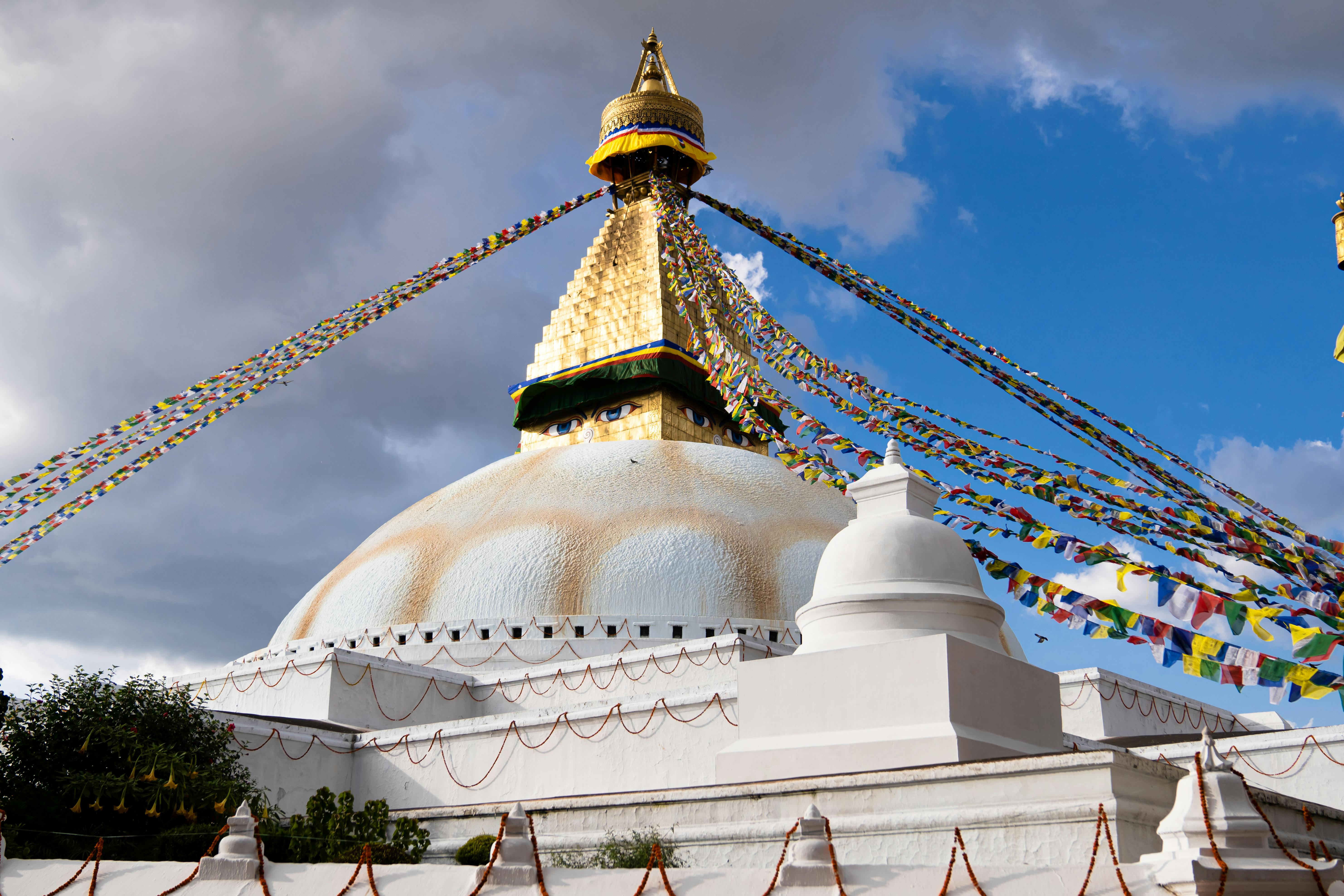 Buddha, Boudhanath (Boudha) Stupa, Kathmandu, Nepal Stock Photo