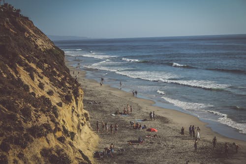 Drone Shot of People at the Beach