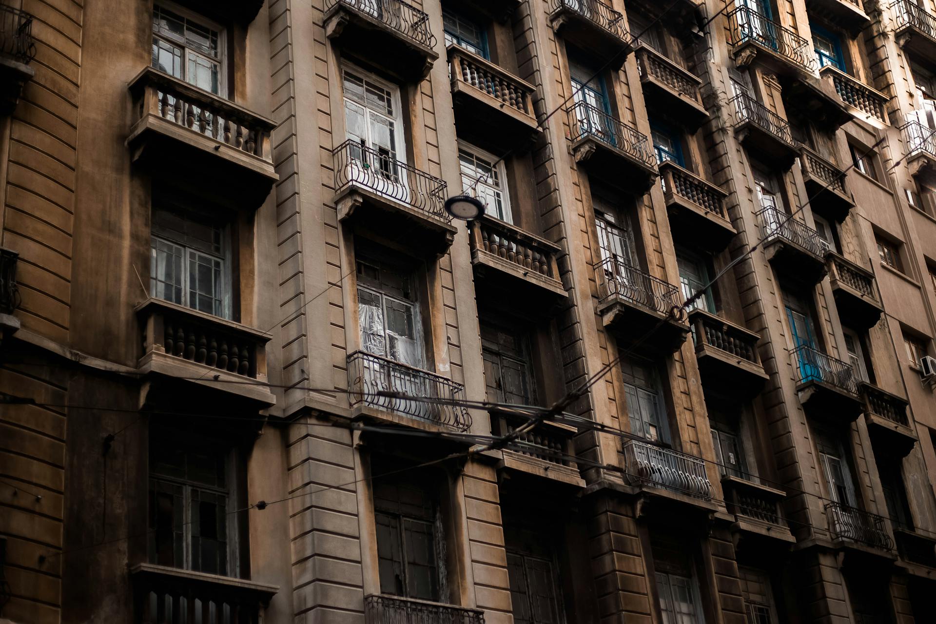 Old Apartment Building with Balconies