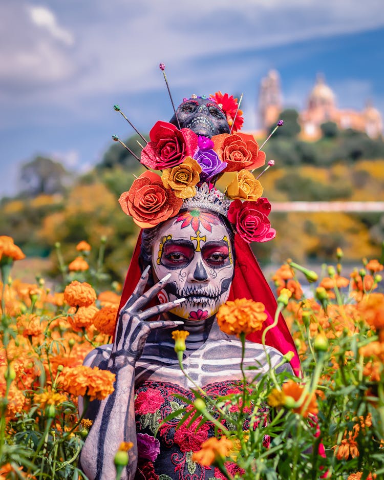 Woman In A A Costume And Makeup For The Day Of The Dead In Mexico 