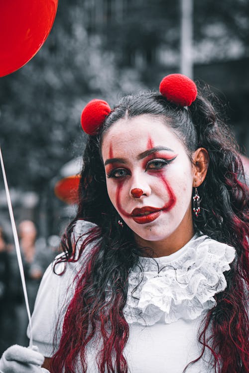 Woman Face in Clown Costume