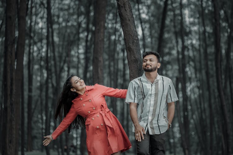 Happy Couple In The Forest 