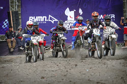 Bikers During a Motocross Race