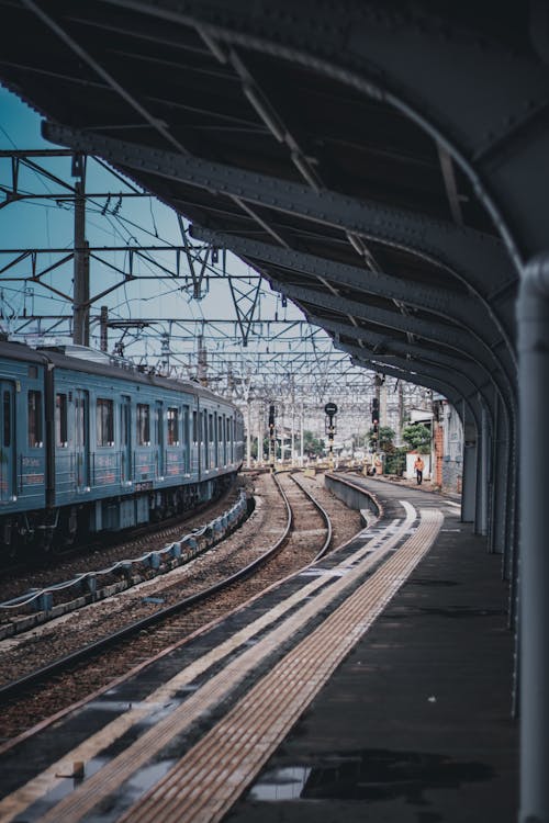 Blue Train on Railway Station