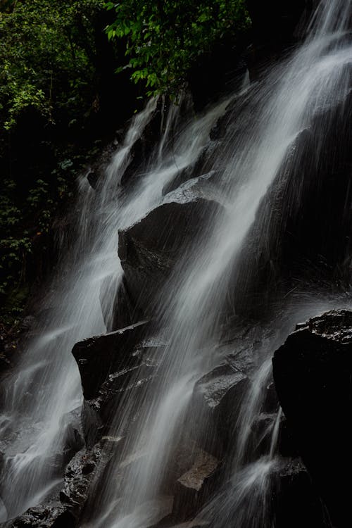 Waterfalls Cascading through Rocks