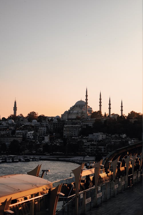 A Mosque in a City at Dusk 