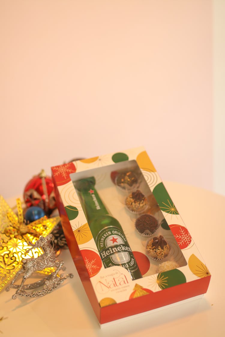 Display Of Christmas Gift With Beer