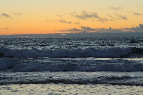 Sea Waves at Sunset