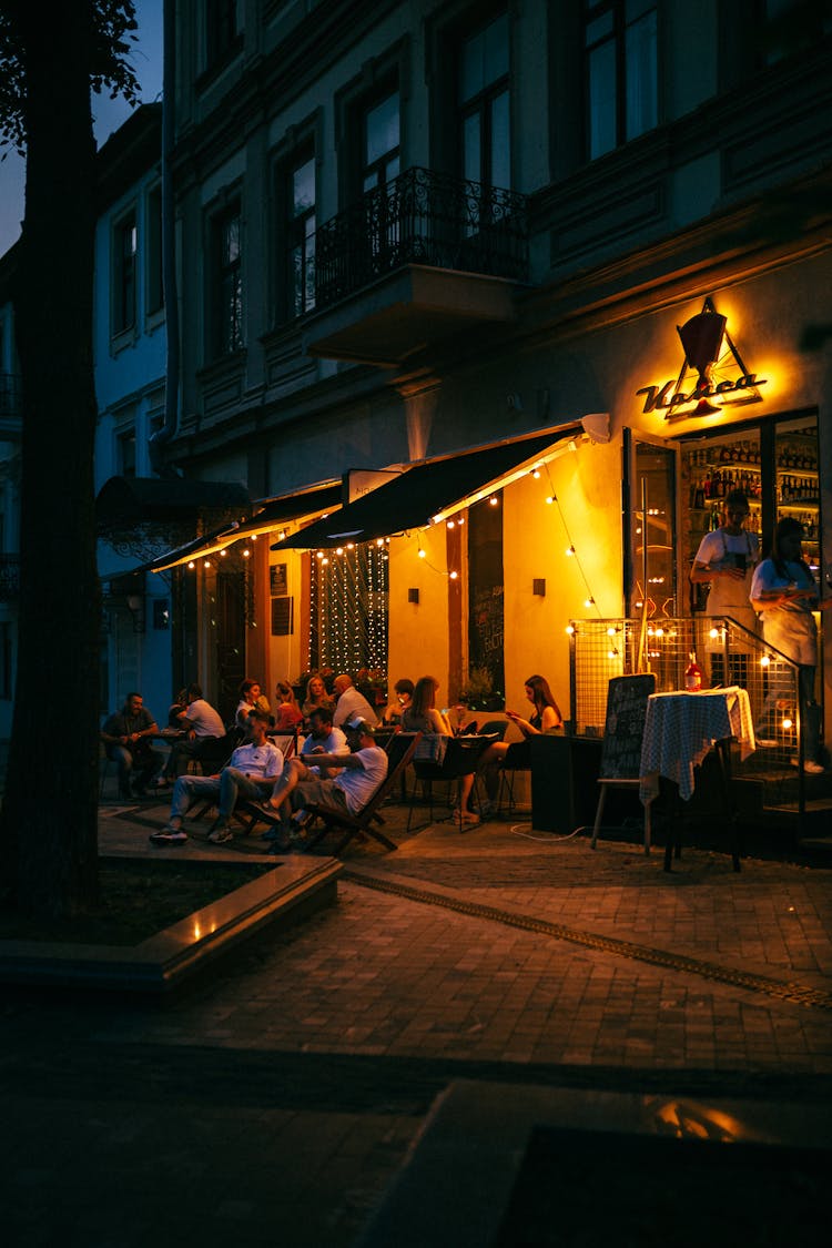 Illuminated Restaurant Patio 