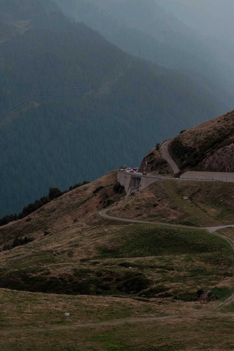 Roads Along Mountain Slope