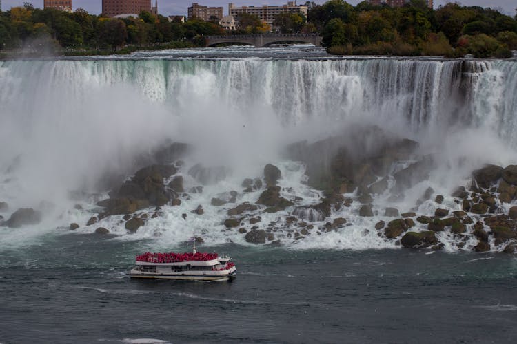 White Boat In Niagara Falls, Ontario, Canada