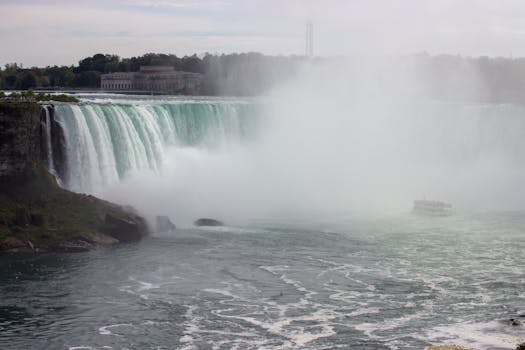 Mist and grandeur define this iconic view of Niagara Falls, a must-visit landmark in Canada, showcasing the power of nature.
