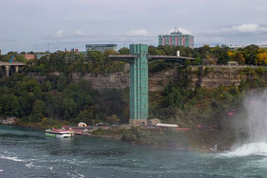 Majestic view of the Niagara Falls Observation Tower with surrounding landscape.