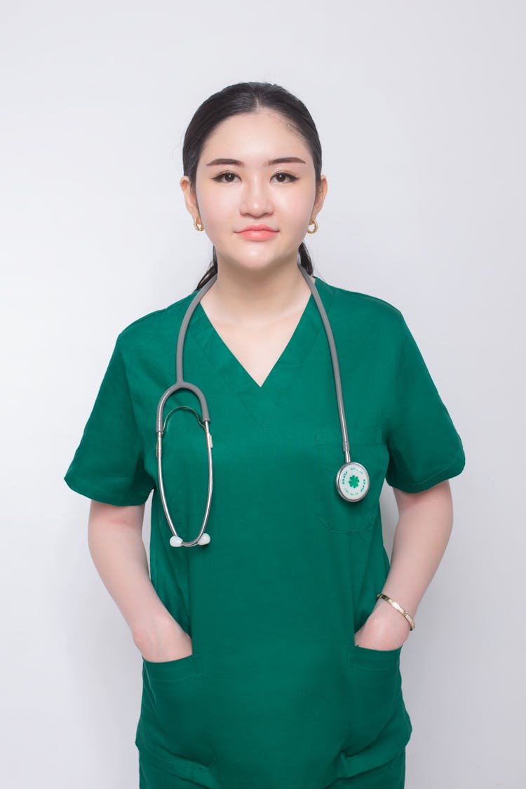 Portrait Of A Doctor In A Medical Apron