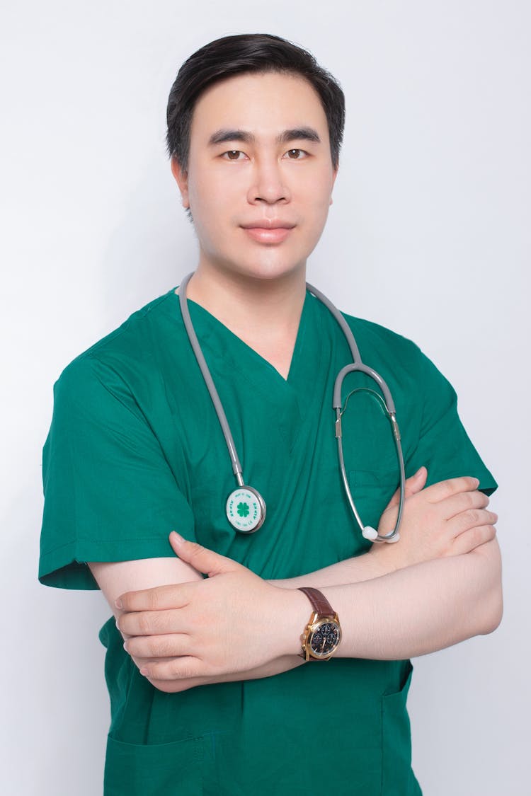 Portrait Of A Doctor In A Medical Apron