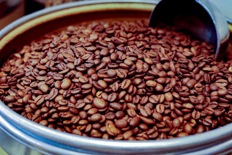 Coffee Beans On Pot 