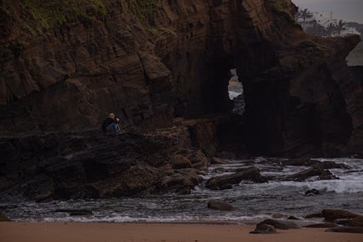 A captivating view of the rocky shoreline at Dolphin Coast, KZN, South Africa.