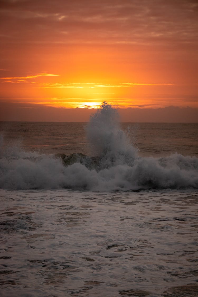 A Wave Crashing On The Shore 