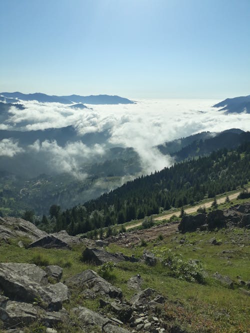 Aerial Photography of Cloudy Mountains