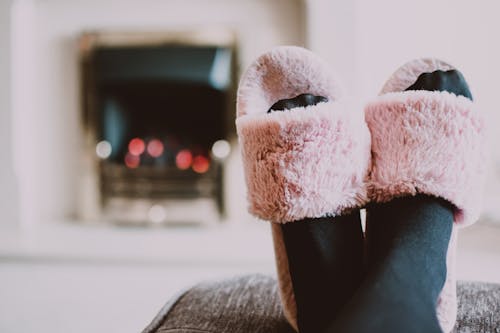 Free Close-up Photography of Person Wearing Pink House Slippers Stock Photo