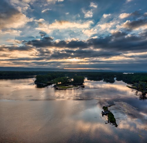 View of a Lake at Sunset 