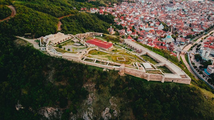 Fortifications On Mountain Towering Over City