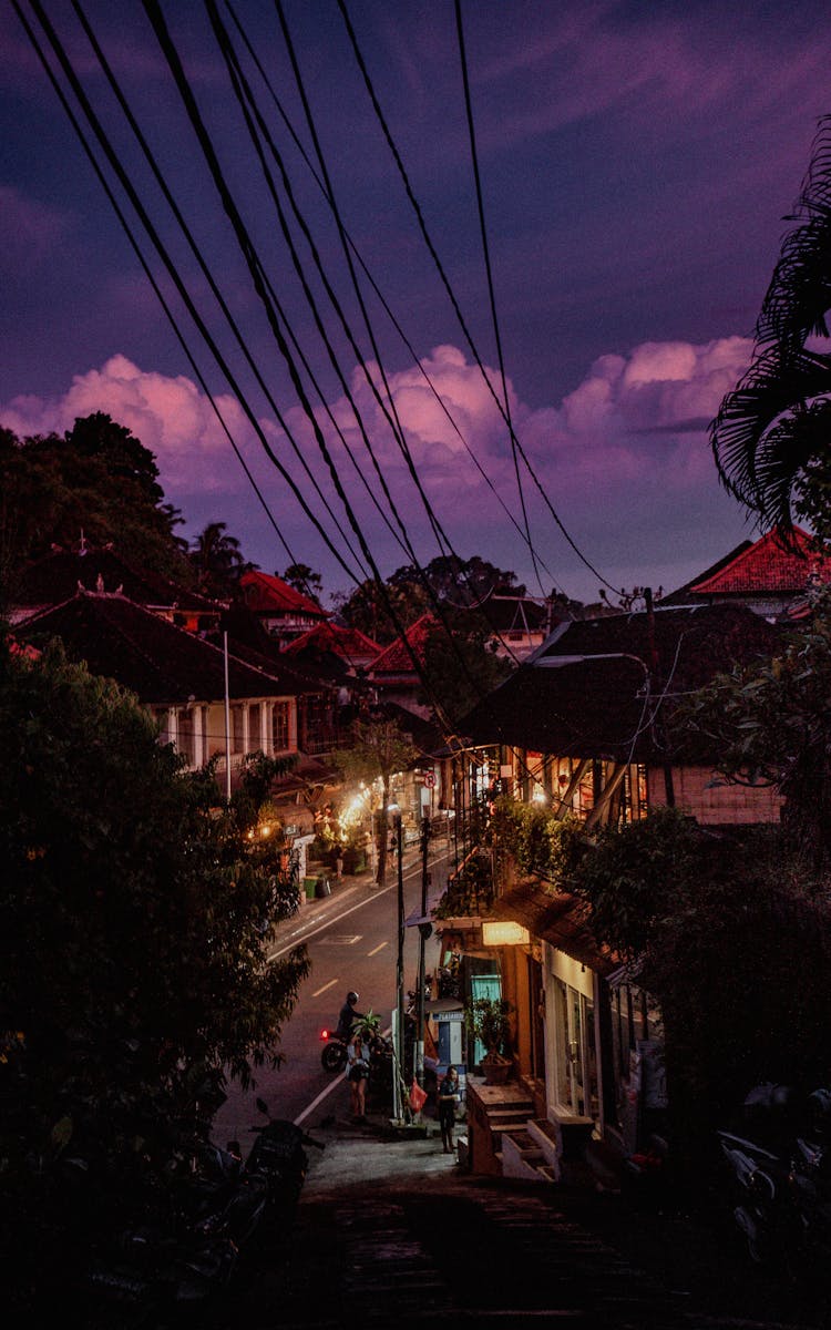 A Street In A Town At Dusk 