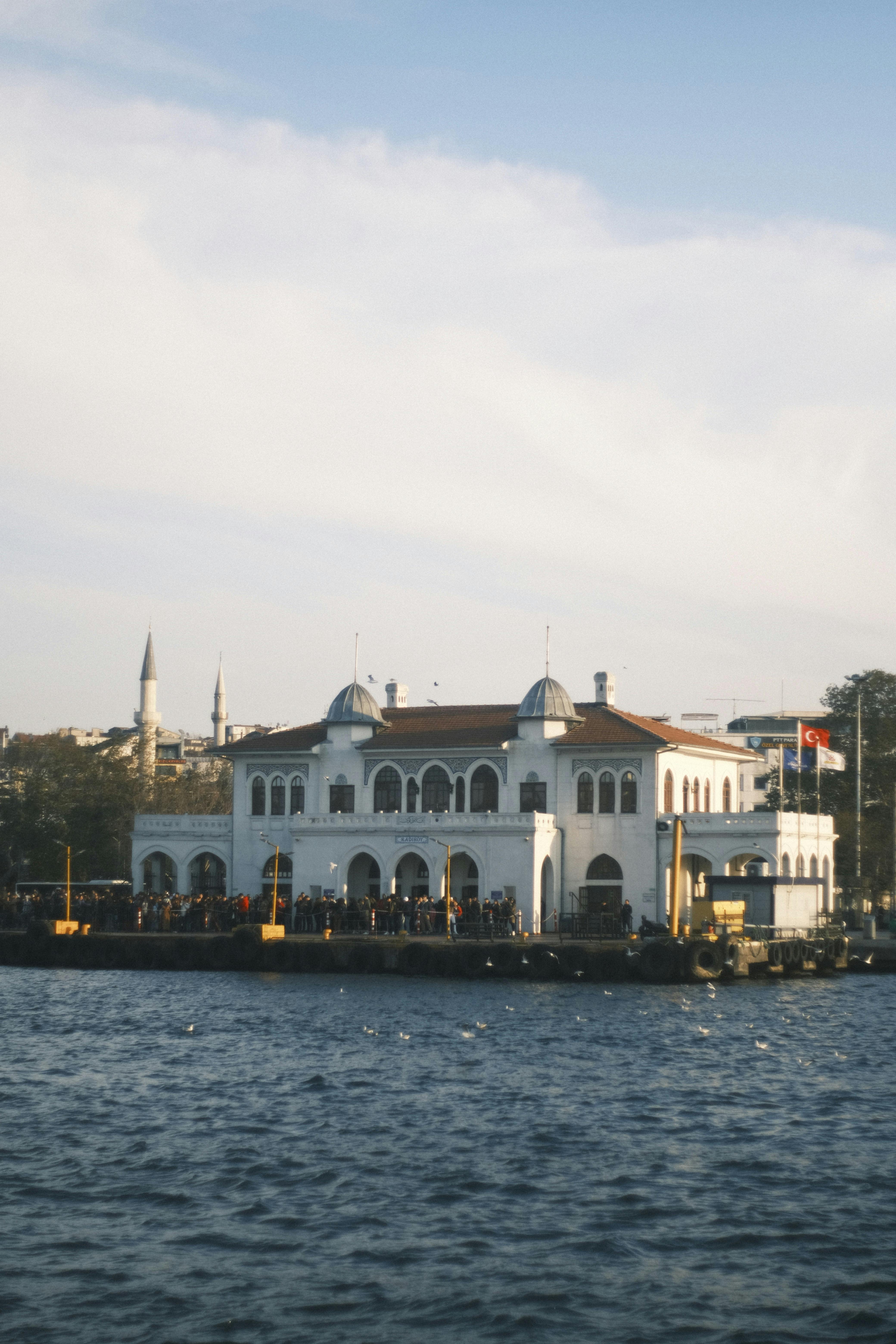 Kadikoy Ferry Station by the Bosphorus in Istanbul, showcasing waterfront architecture.