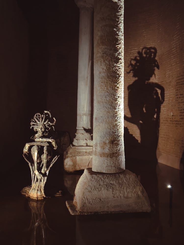 A Medusa Statue Inside The Basilica Cistern