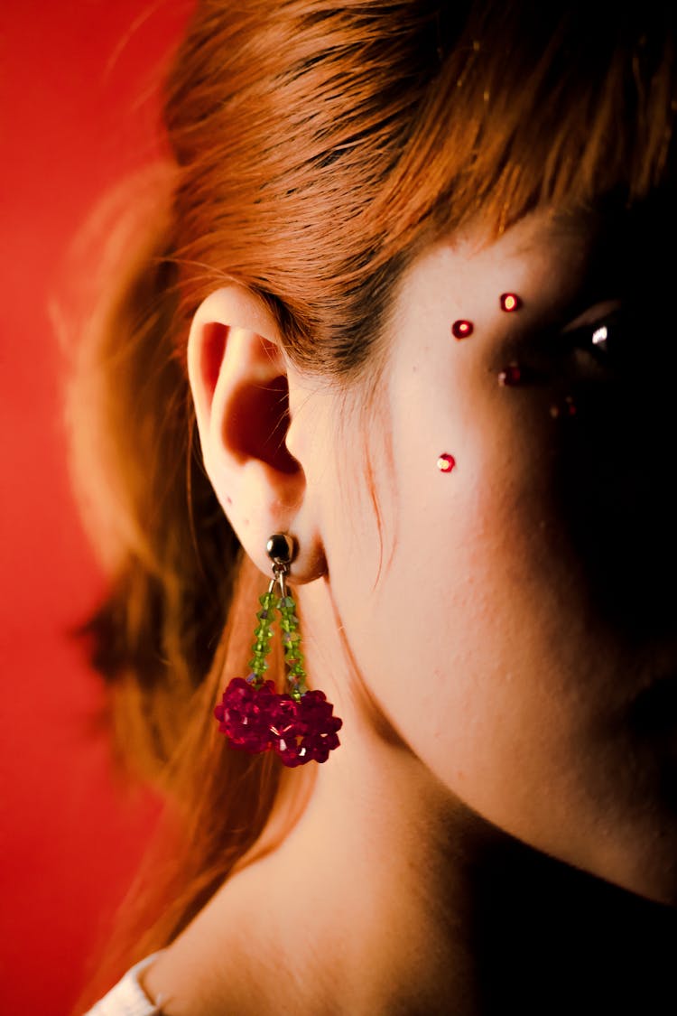 Close Up Of Woman Face With Glitter