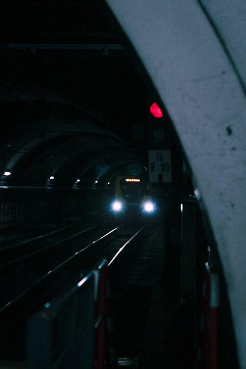 View of a Subway Train in a Tunnel 