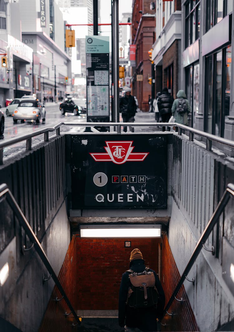 Subway Entrance On City Street