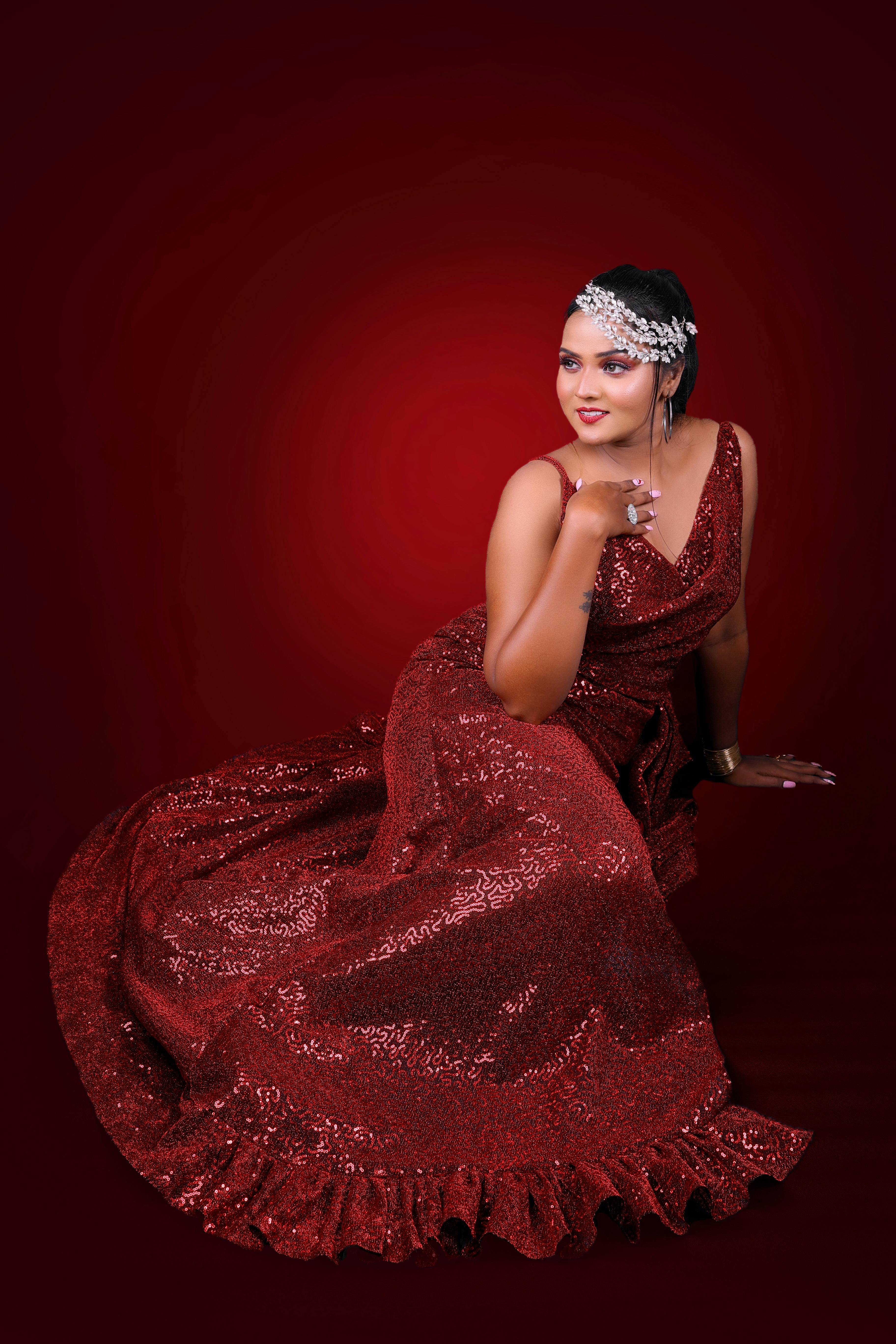 Sleeveless Dress - Red Haute Couture Dress – Blini Fashion House