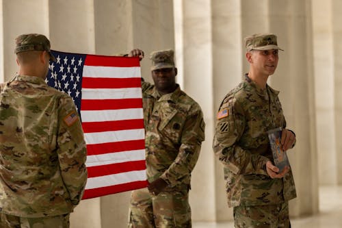 Foto stok gratis bendera amerika, grup, kamuflase